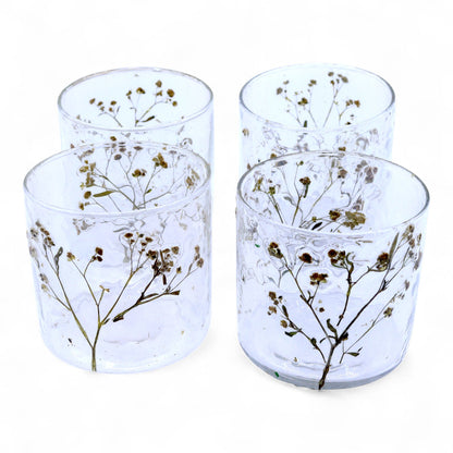 Natural Floral Glass - Straight Candle Holder - Margarita  - (8x8cm) - Image natural-floral-glass--straight-candle-holder--margarita---8x8cm-nfg-01