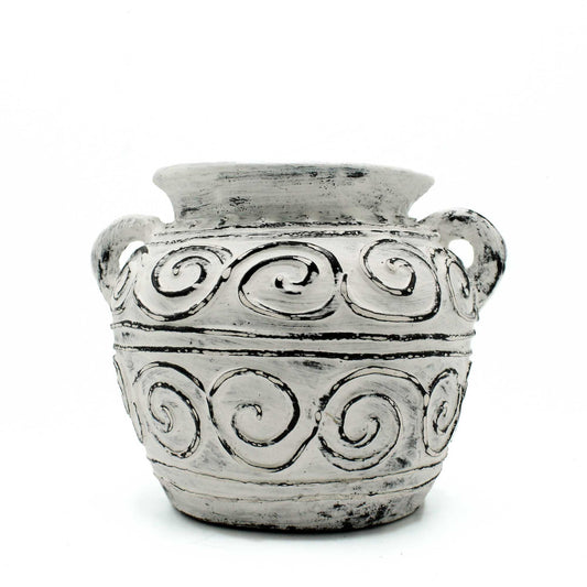 Greek Clay Plant Pot With Handles - Cream 15cm - Image greek-clay-plant-pot-with-handles--cream-15cm-bcv-15