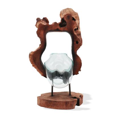Molton Glass Hanging Art Vase on Wood - Image molton-glass-hanging-art-vase-on-wood-mgw-31