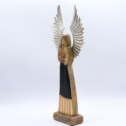 Large Mango Wood Gardian Angel Metal Wings & Enamel Detail - Image large-mango-wood-gardian-angel-metal-wings--enamel-detail-wang-11