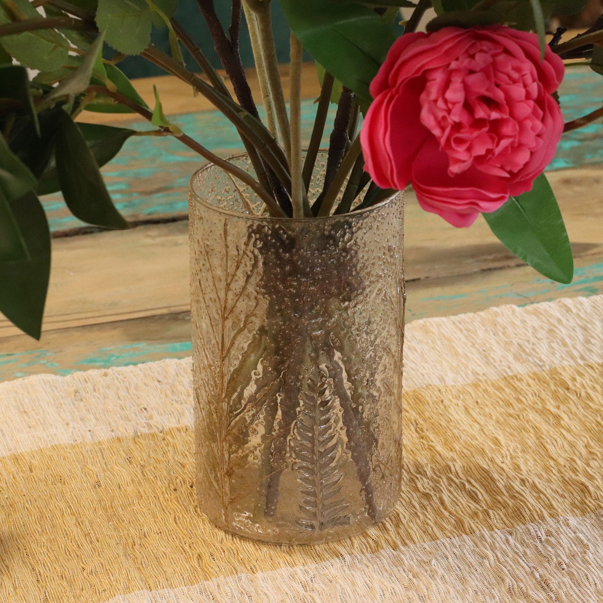 Natural Floral Glass - Tall Vase Candle Holder - Pino - (19x11cm) - Image natural-floral-glass--tall-vase-candle-holder--pino--19x11cm-nfg-12