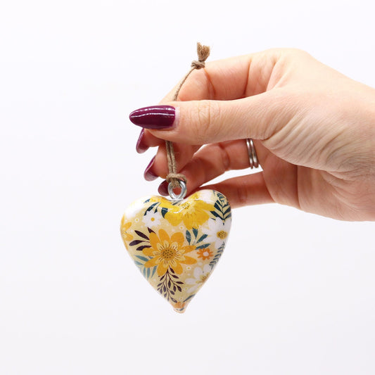 Lrg Decor Wood Heart -  Yellow Floral - Image lrg-decor-wood-heart---yellow-floral-weh-09