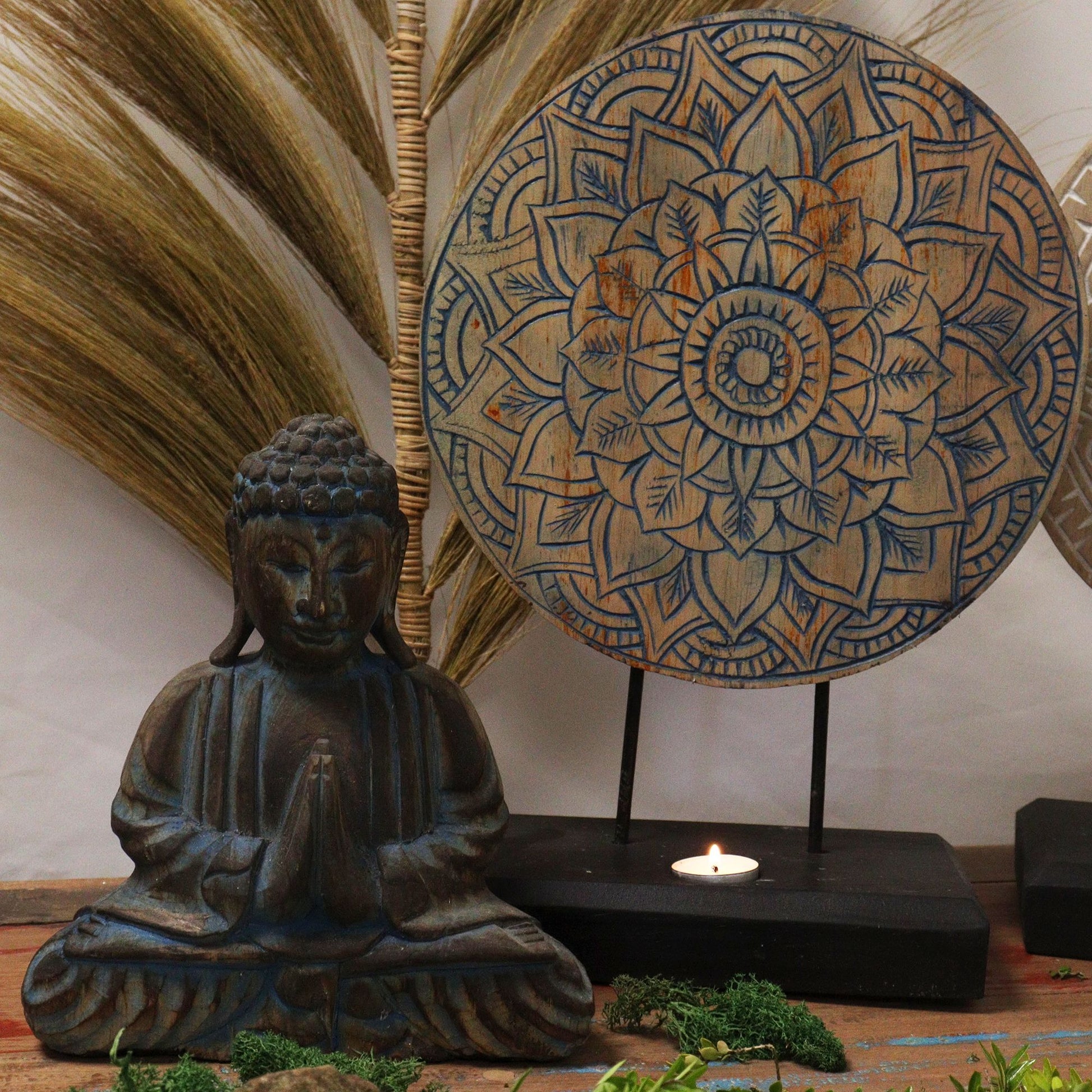 Buddha Feng Shui Set - Flower Mandala - Blue - Image buddha-feng-shui-set--flower-mandala--blue-bfss-02
