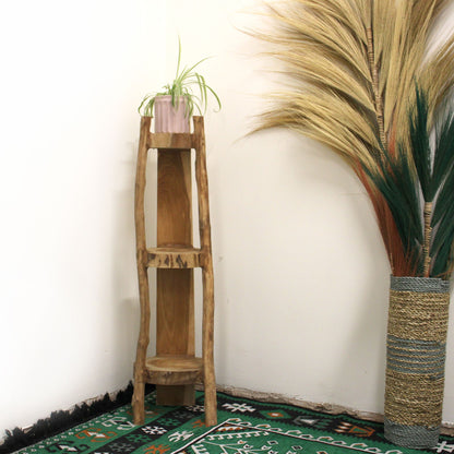 Natural Teak Corner Unit 3 Shelves - 90cm high - Image natural-teak-corner-unit-3-shelves--90cm-high-tds-04