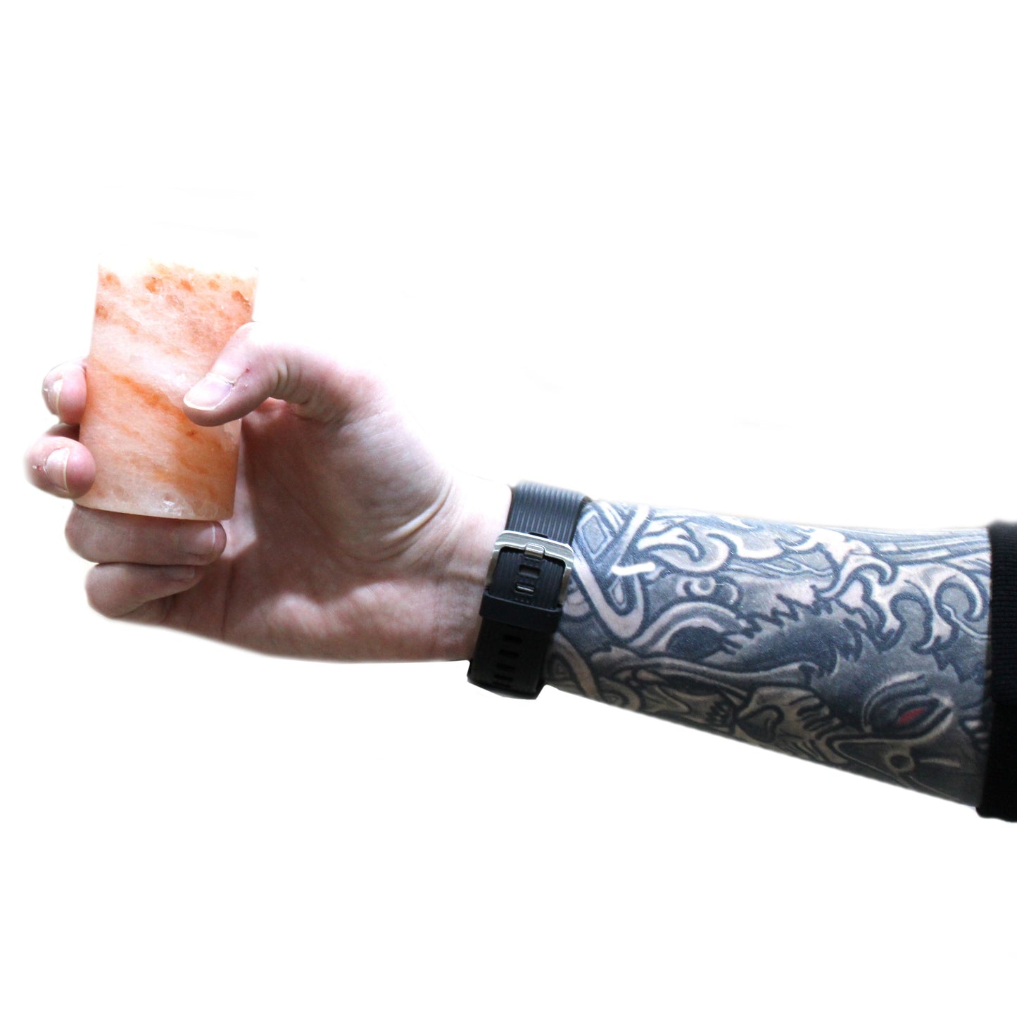 Set of 4 Himalayan Salt Shot Glasses & Wood Serving Stand - Image set-of-4-himalayan-salt-shot-glasses--wood-serving-stand-qsalts-01