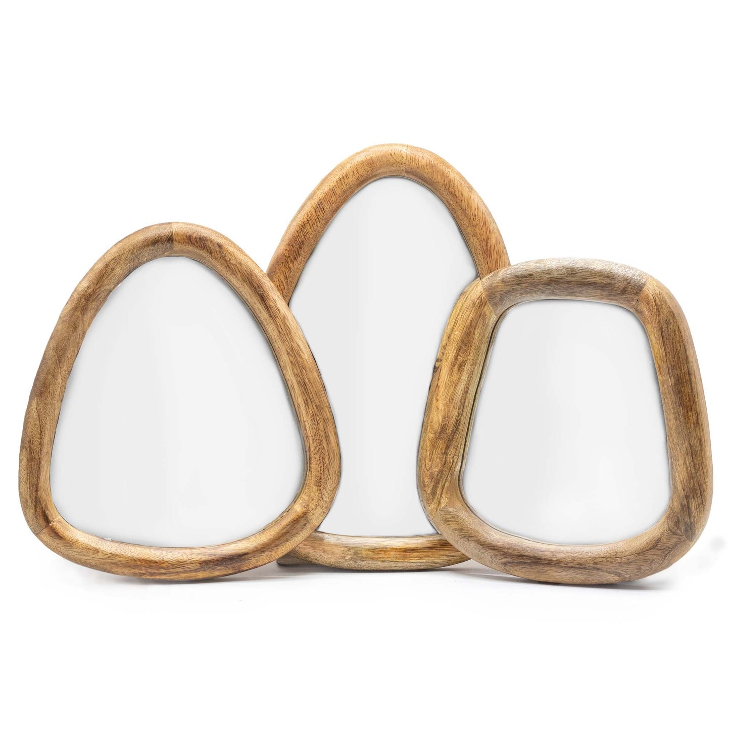 Set of 3 Pebble Shaped Mirrors - Dark Brown Finish - Image set-of-3-pebble-shaped-mirrors--dark-brown-finish-pebm-02