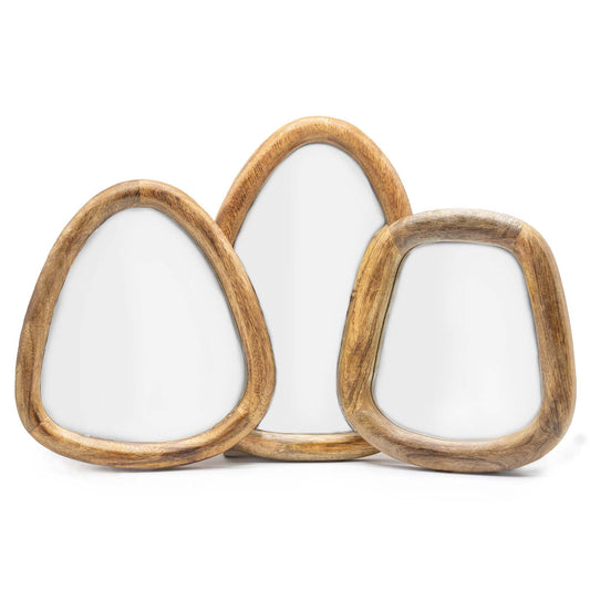 Set of 3 Pebble Shaped Mirrors - Dark Brown Finish - Image set-of-3-pebble-shaped-mirrors--dark-brown-finish-pebm-02
