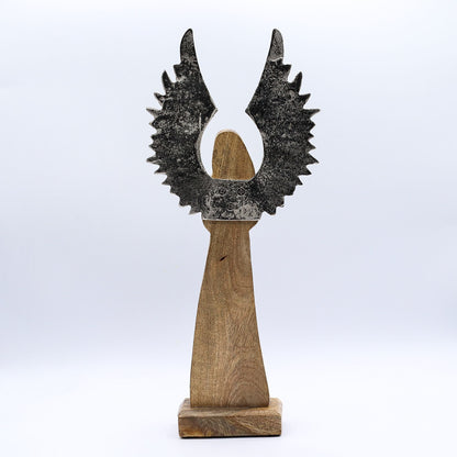 Large Mango Wood Gardian Angel Metal Wings & Enamel Detail - Image large-mango-wood-gardian-angel-metal-wings--enamel-detail-wang-11
