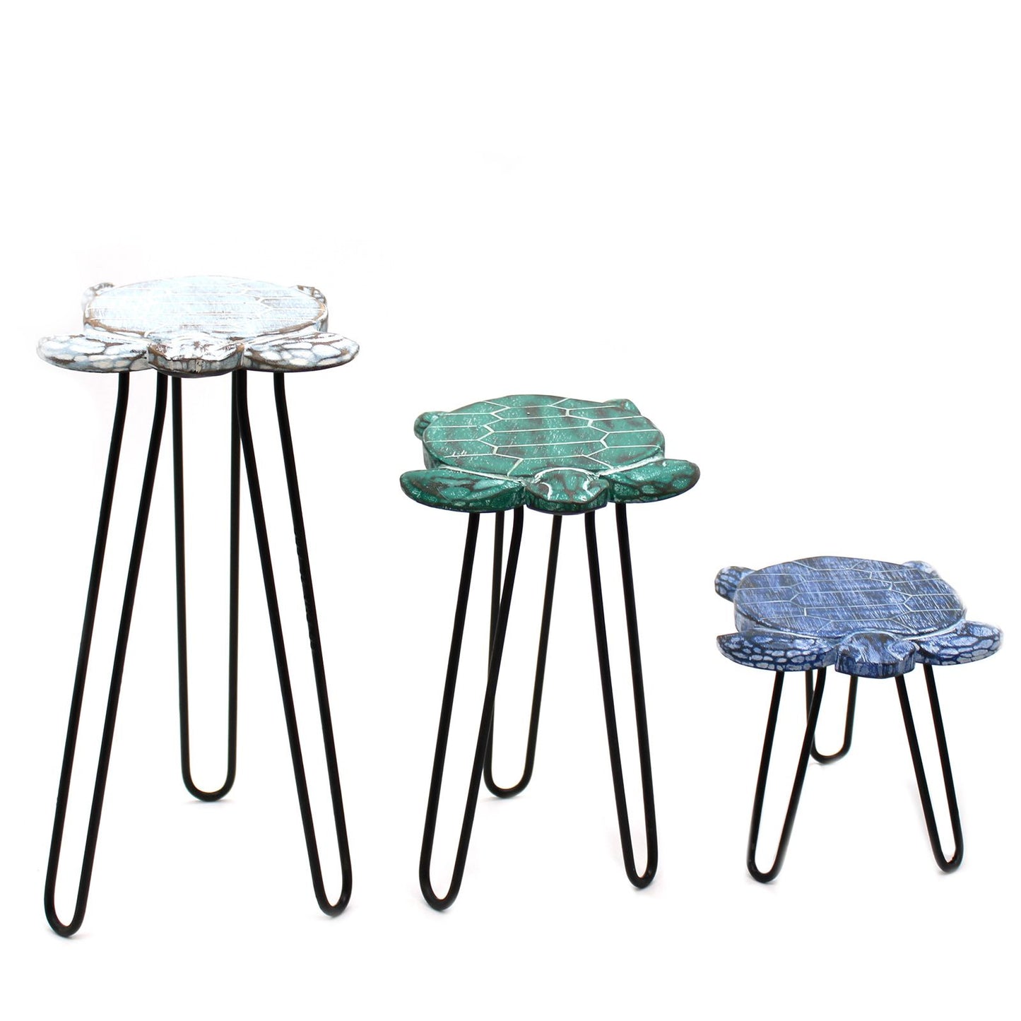 Set of 3 Albasia Wood Plant Stands - Turtles - Image set-of-3-albasia-wood-plant-stands--turtles-pss-04