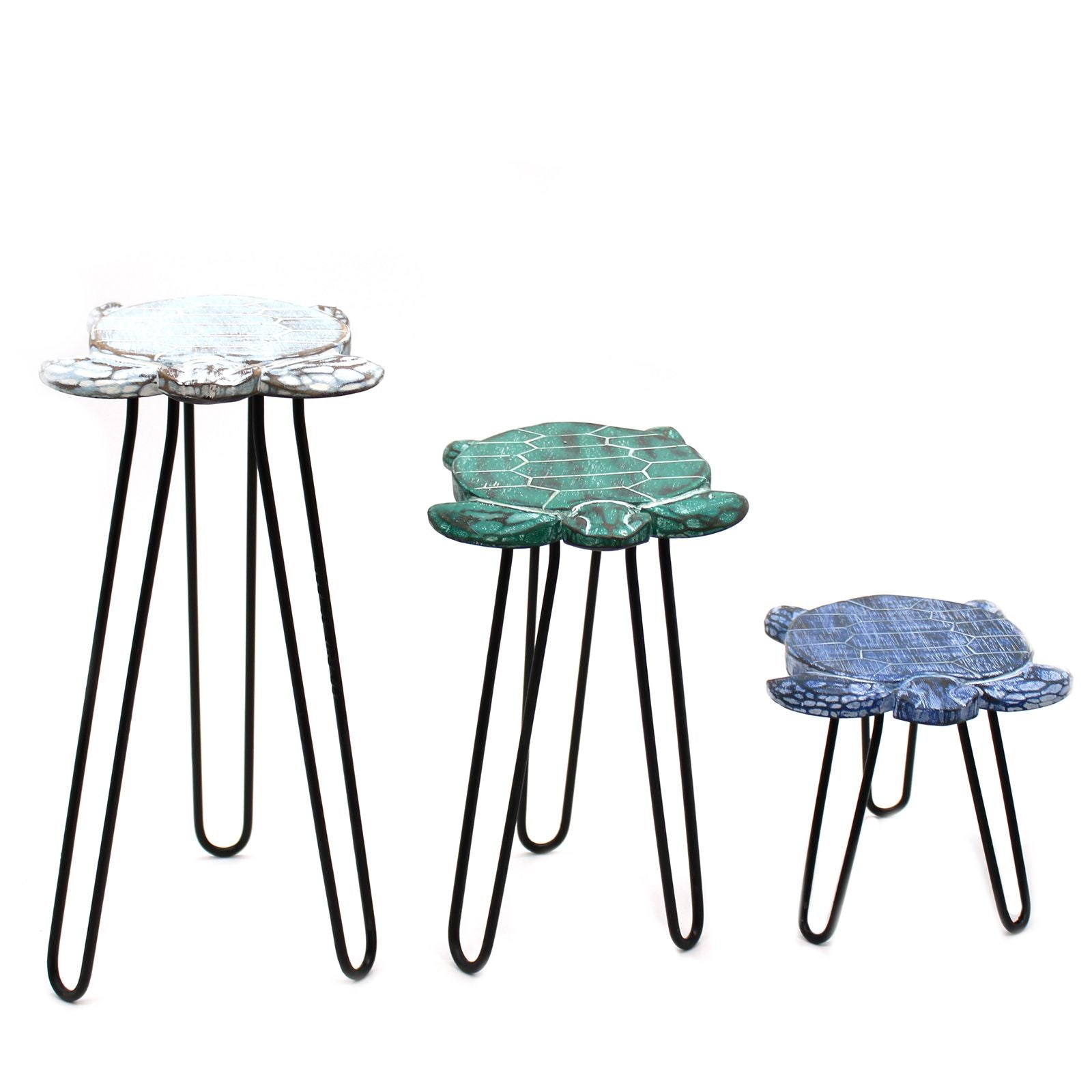 Set of 3 Albasia Wood Plant Stands - Turtles - Image set-of-3-albasia-wood-plant-stands--turtles-pss-04