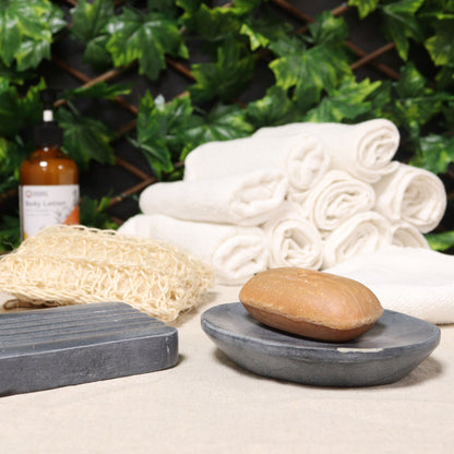 Grey Soapstone Soap Dish 10x12cm- Classic Oval - Image grey-soapstone-soap-dish-10x12cm-classic-oval-ssd-18