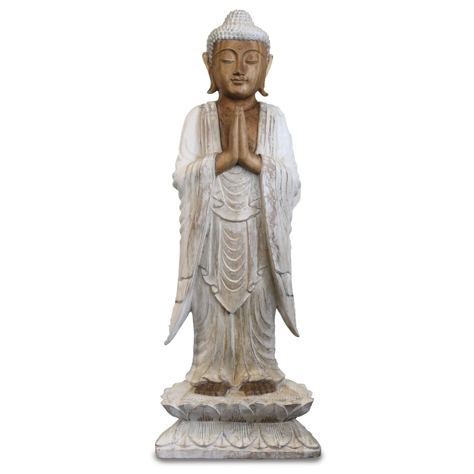 Buddha Statue Standing - Whitewash - 1m Welcome - Image buddha-statue-standing--whitewash--1m-welcome-hcbs-24