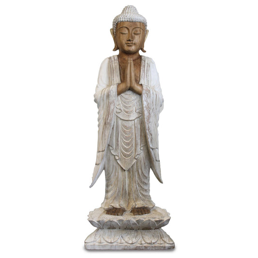 Buddha Statue Standing - Whitewash - 1m Welcome - Image buddha-statue-standing--whitewash--1m-welcome-hcbs-24