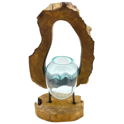 Molton Glass Hanging Art Vase on Wood - Image molton-glass-hanging-art-vase-on-wood-mgw-31