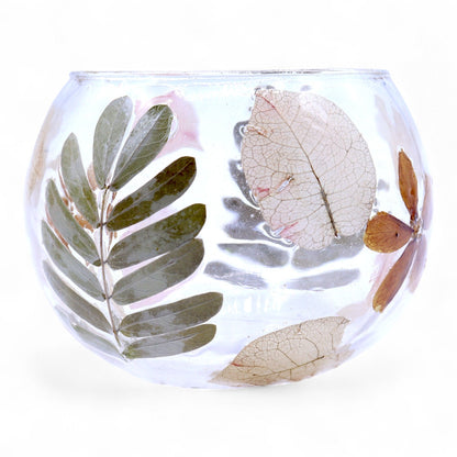 Natural Floral Glass - Bowl Candle Holder - Primavera  - (8x10cm) - Image natural-floral-glass--bowl-candle-holder--primavera---8x10cm-nfg-05