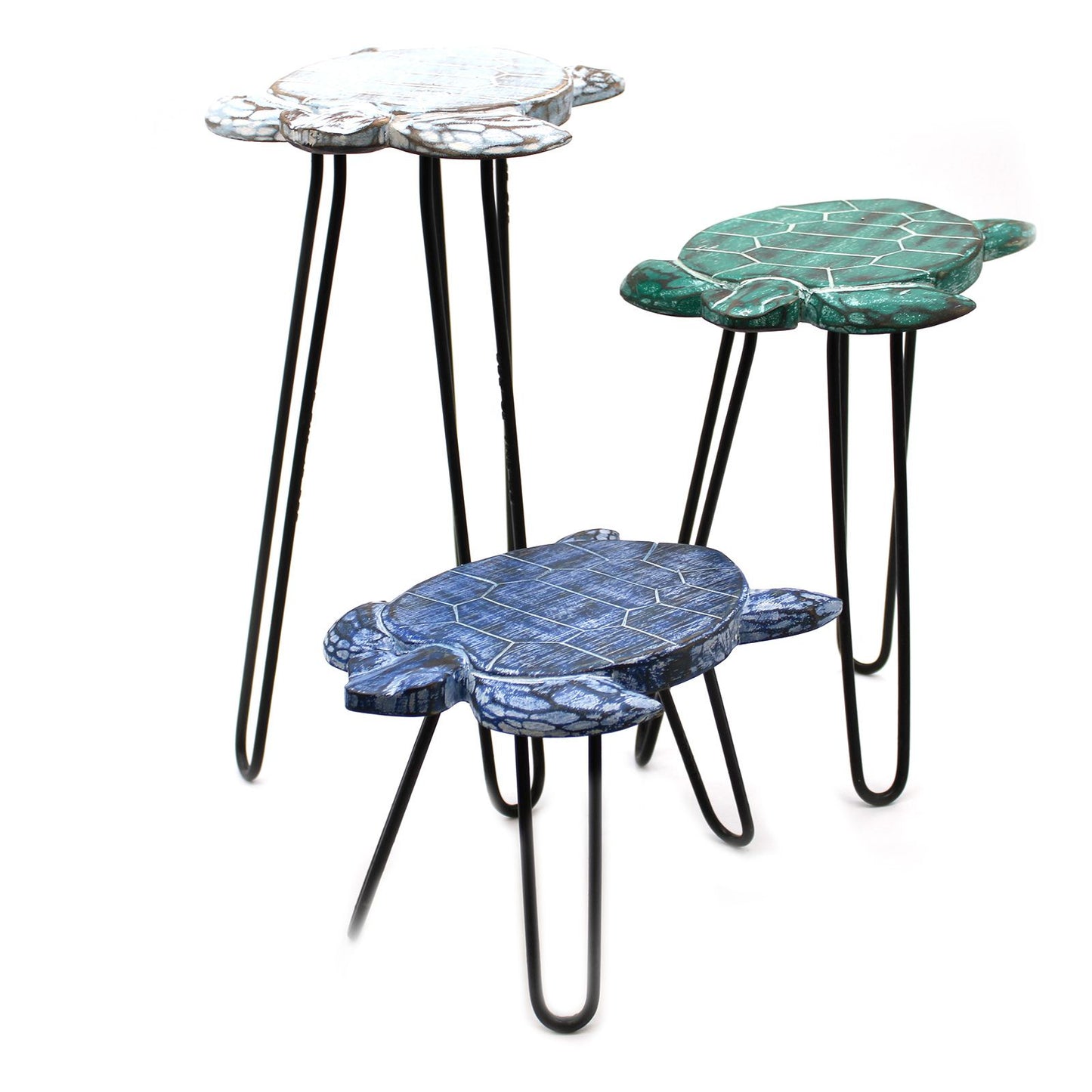 Set of 3 Albasia Wood Plant Stands - Turtles - Image set-of-3-albasia-wood-plant-stands--turtles-pss-04