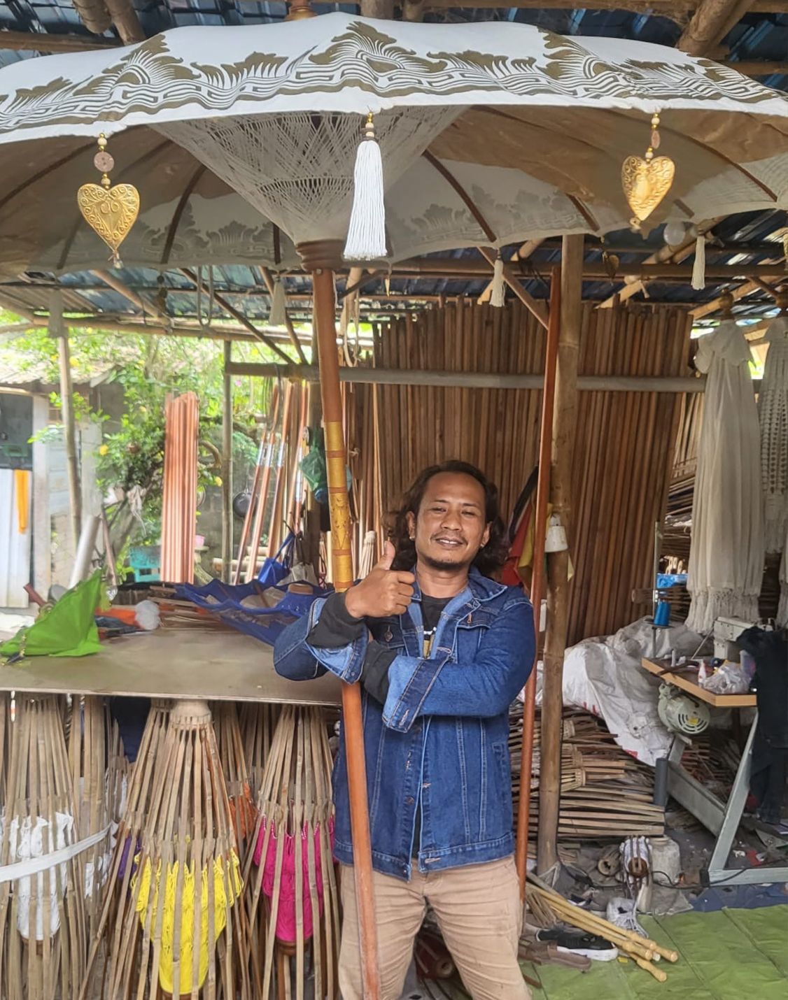 Bali Patio Parasol - Cotton - Turquoise Decor - 2m - Image bali-patio-parasol--cotton--turquoise-decor--2m-bpar-05