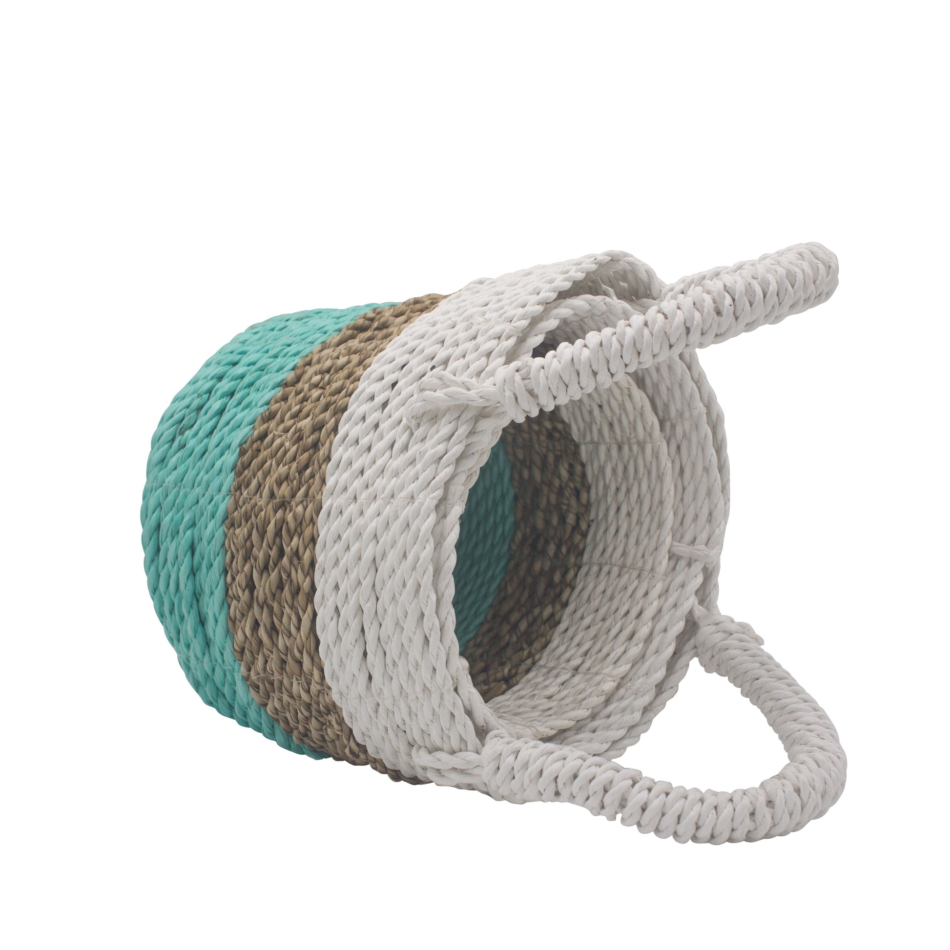 Seagrass Basket Set - Green / Natural / White - Image seagrass-basket-set--green--natural--white-sbs-04
