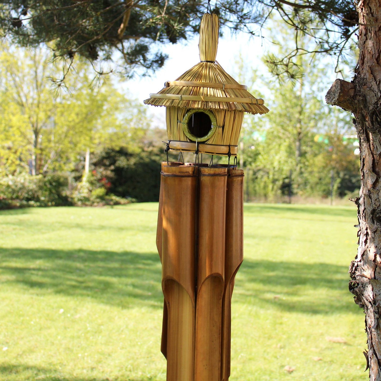 Lrg Round Seagrass Bird Box with Chimes 56x20cm - Image lrg-round-seagrass-bird-box-with-chimes-56x20cm-birdb-05