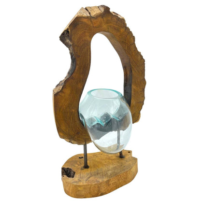 Molton Glass Hanging Art Vase on Wood - Image molton-glass-hanging-art-vase-on-wood-mgw-31