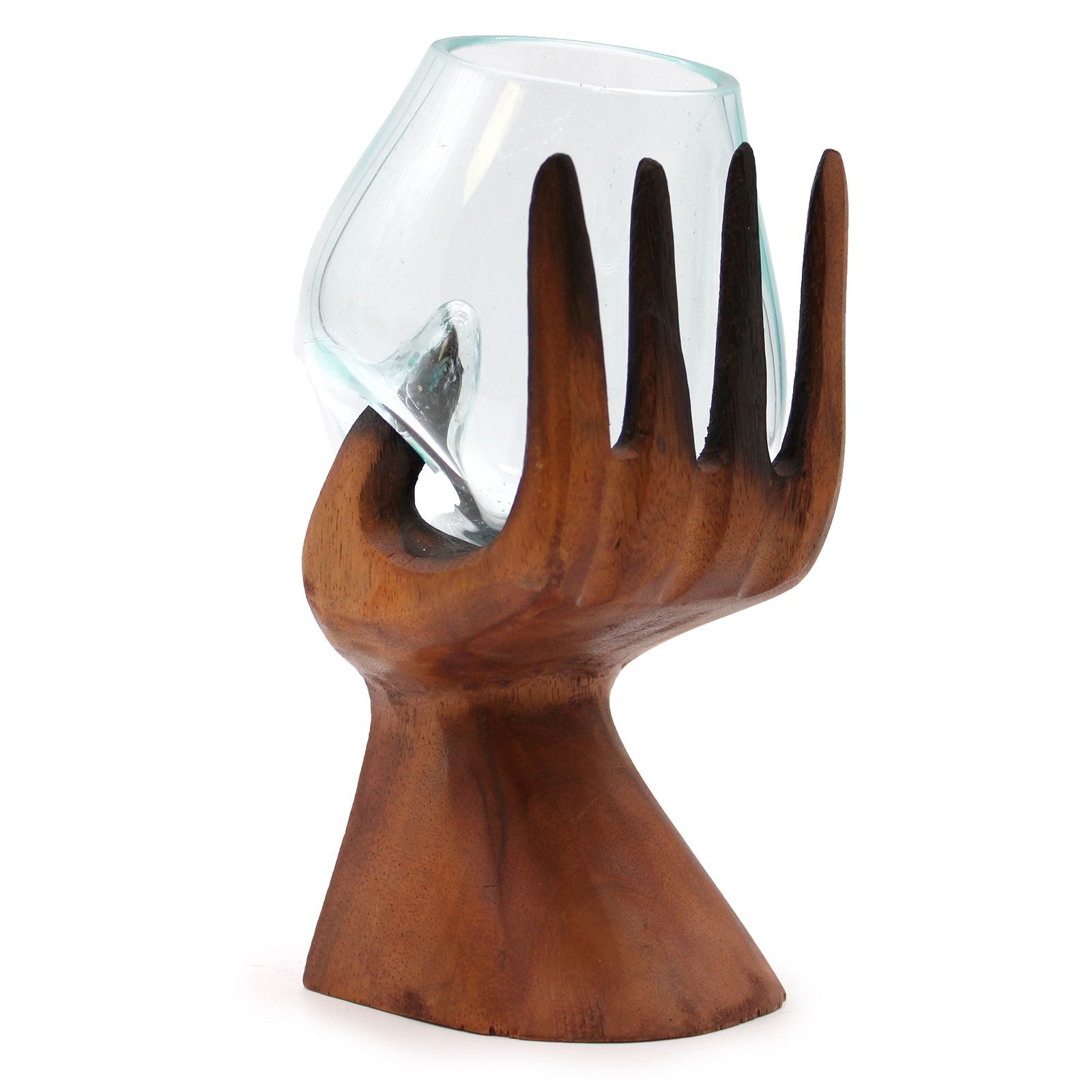 Carved Hand with Molten Glass Bowl - Image carved-hand-with-molten-glass-bowl-mgw-22