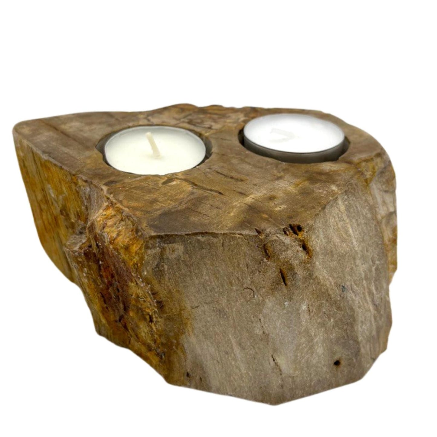 Petrified Wood Candle Holder - Double - Image petrified-wood-candle-holder--double-petw-03