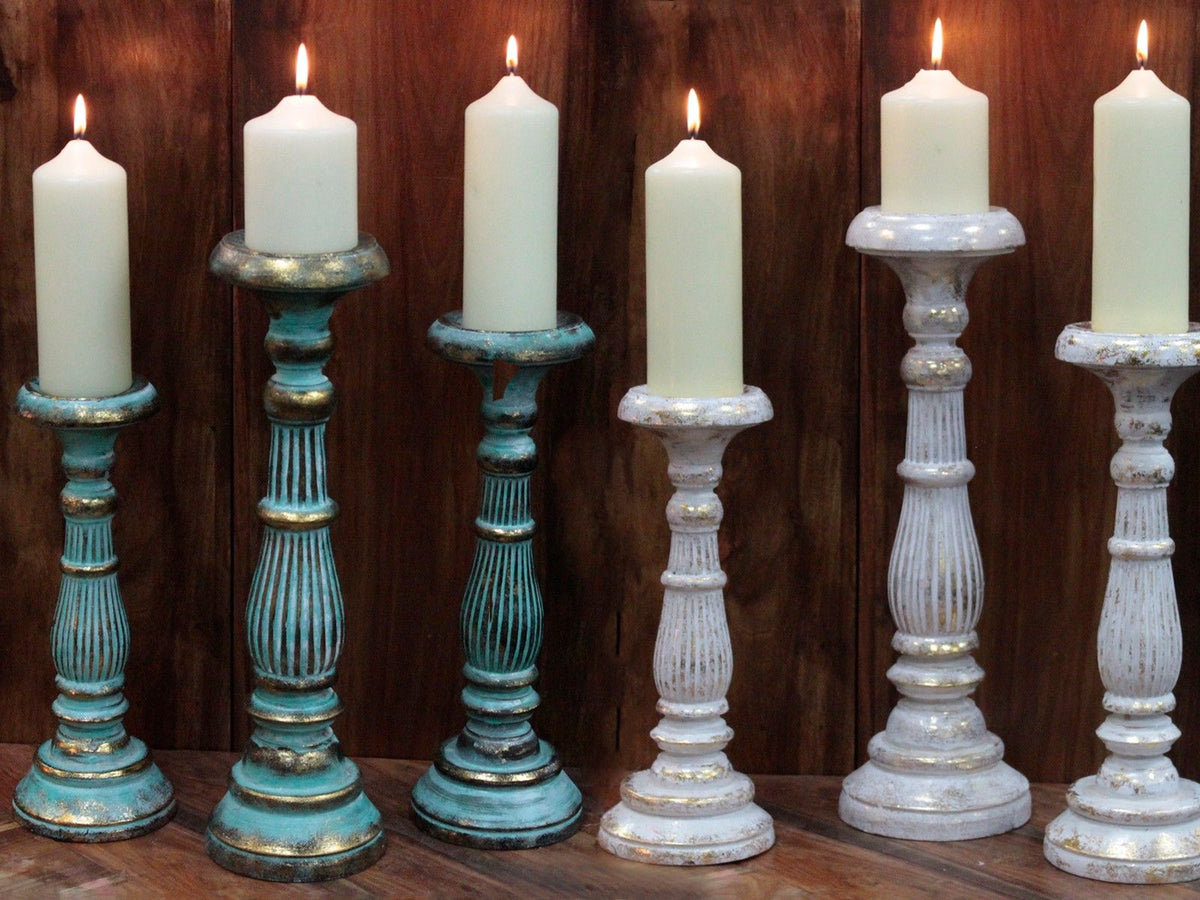 Small Candle Stand - Turquoise Gold