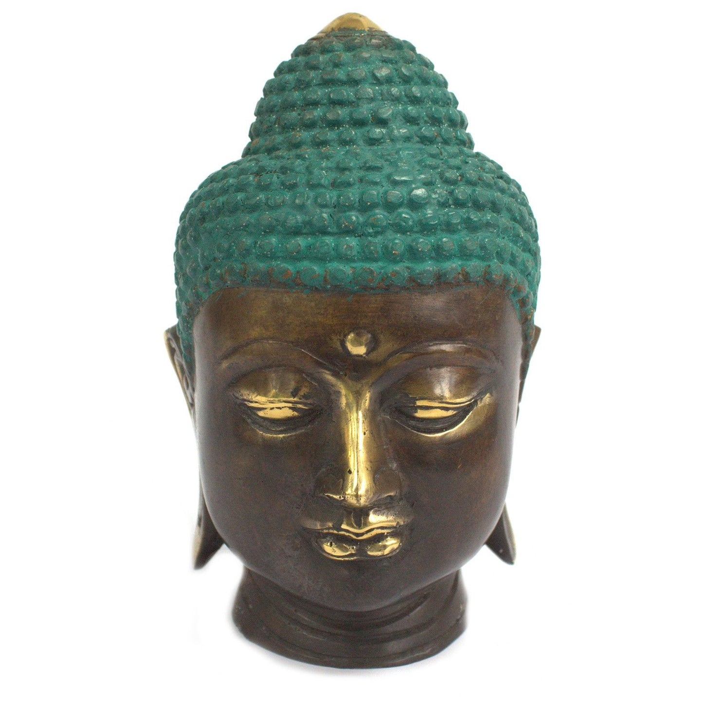 Large Classic Brass Buddha Head - Image large-classic-brass-buddha-head-bff-13