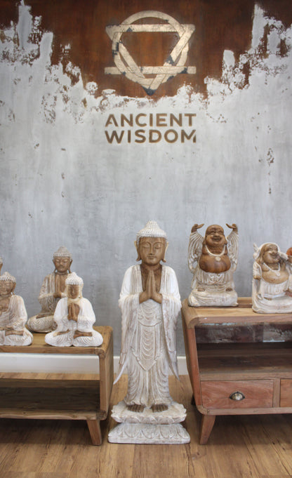 Buddha Statue Standing - Whitewash - 1m Welcome - Image buddha-statue-standing--whitewash--1m-welcome-hcbs-24