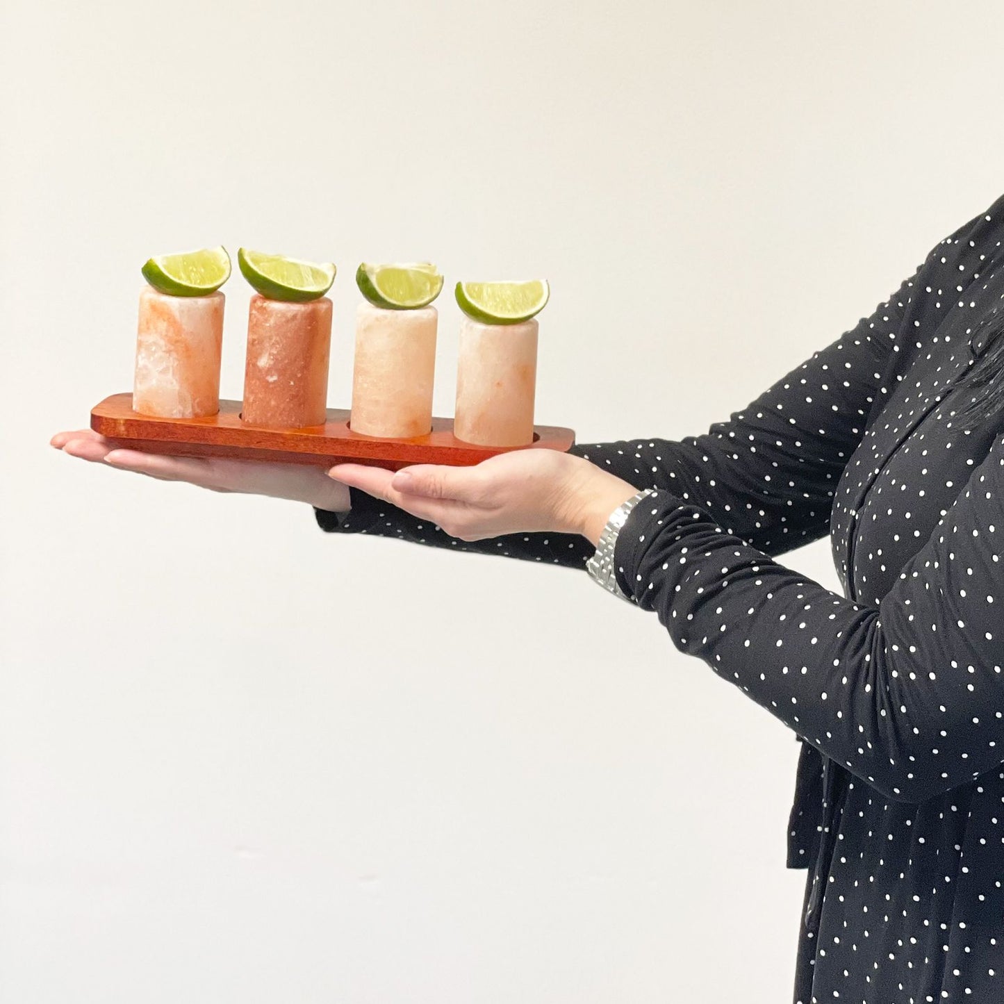 Set of 2 Himalayan Salt Shot Glasses & Wood Serving Stand - Image set-of-2-himalayan-salt-shot-glasses--wood-serving-stand-qsalts-02