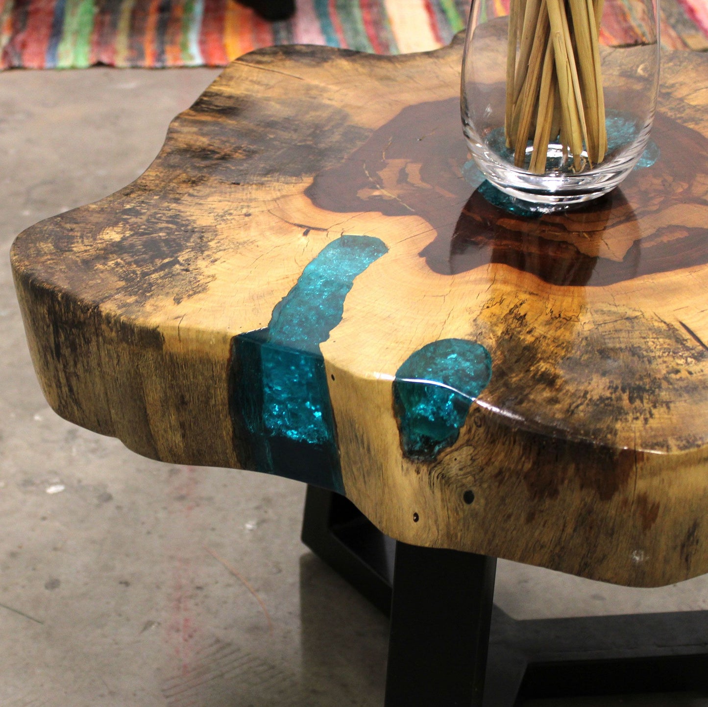 Tamarind and Resin Coffee Table - Aqua - Image tamarind-and-resin-coffee-table--aqua-rwa-01