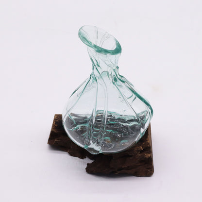 Molten Glass Fancy Mini Decanter on Wood 24cm - Image molten-glass-fancy-mini-decanter-on-wood-24cm-mgw-46