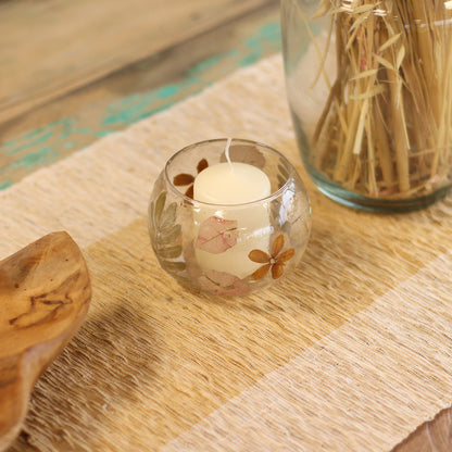 Natural Floral Glass - Bowl Candle Holder - Primavera  - (8x10cm) - Image natural-floral-glass--bowl-candle-holder--primavera---8x10cm-nfg-05