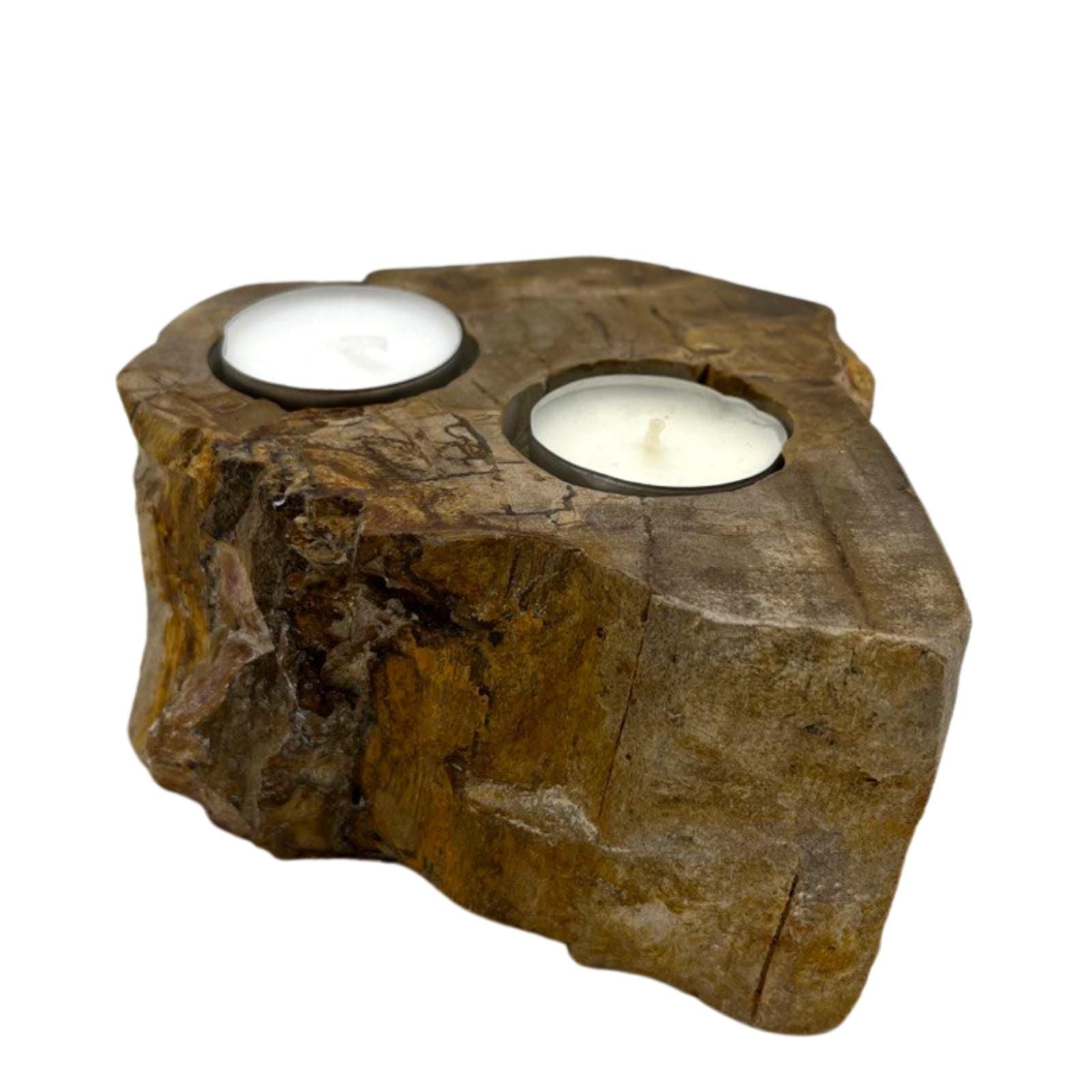 Petrified Wood Candle Holder - Double - Image petrified-wood-candle-holder--double-petw-03