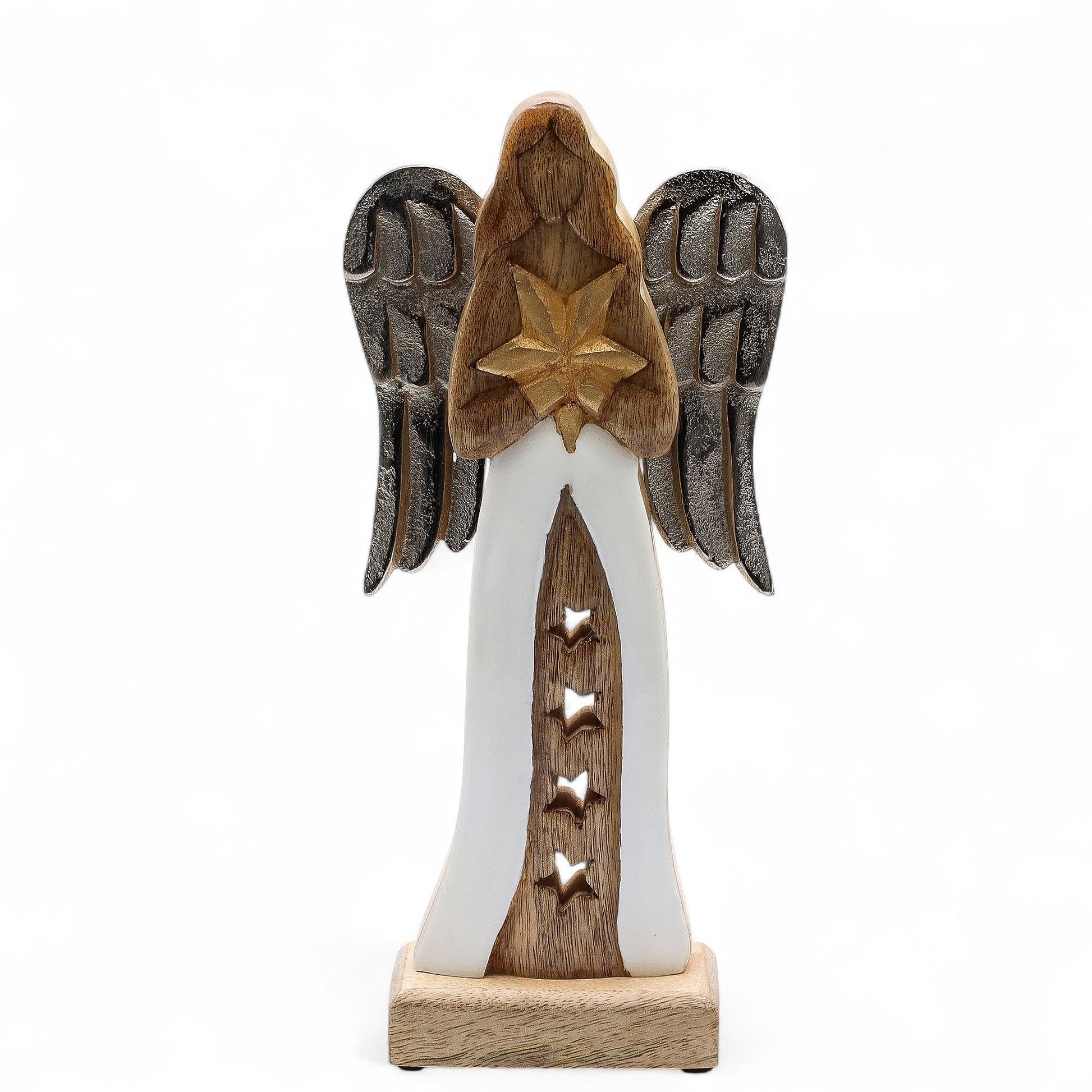 Large Mango Wood Star Angel Metal Wings & Enamel Detail - Image large-mango-wood-star-angel-metal-wings--enamel-detail-wang-12