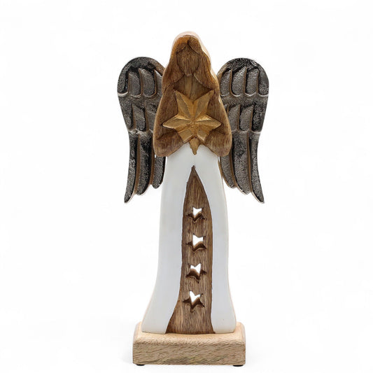 Large Mango Wood Star Angel Metal Wings & Enamel Detail - Image large-mango-wood-star-angel-metal-wings--enamel-detail-wang-12