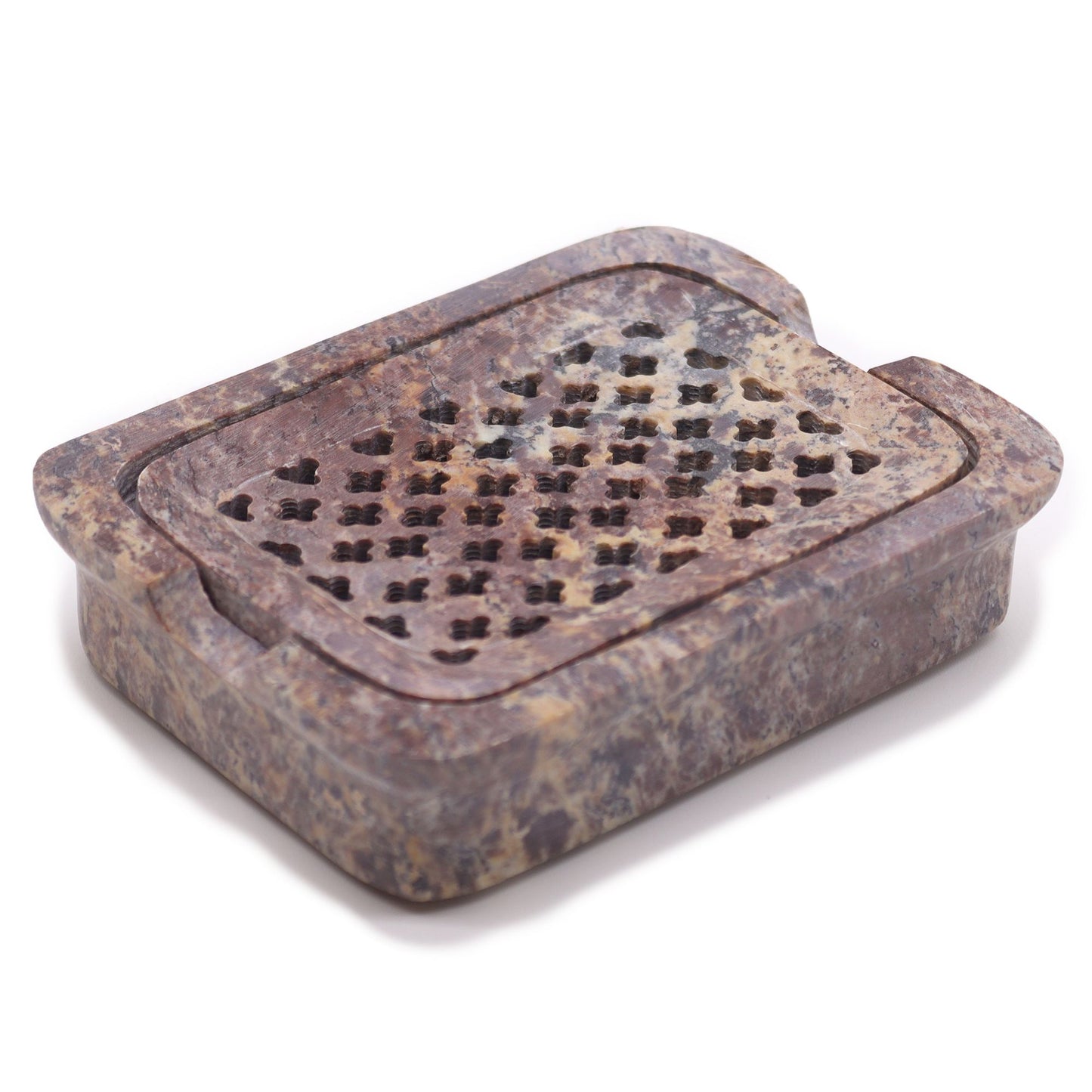 Soapstone Soap Dish & Drainer 11x8cm- Classic Square - Image soapstone-soap-dish--drainer-11x8cm-classic-square-ssd-19