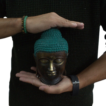 Large Classic Brass Buddha Head - Image large-classic-brass-buddha-head-bff-13