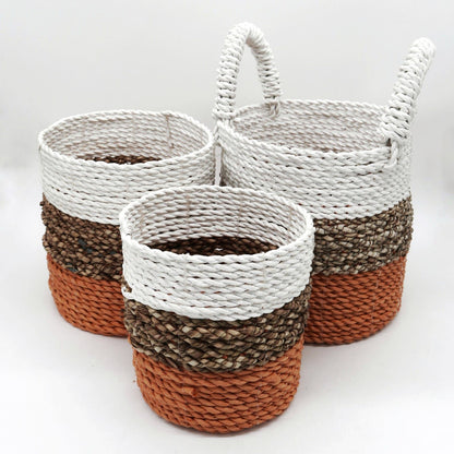 Seagrass Basket Set - Orange / Natural / White - Image seagrass-basket-set--orange--natural--white-sbs-05