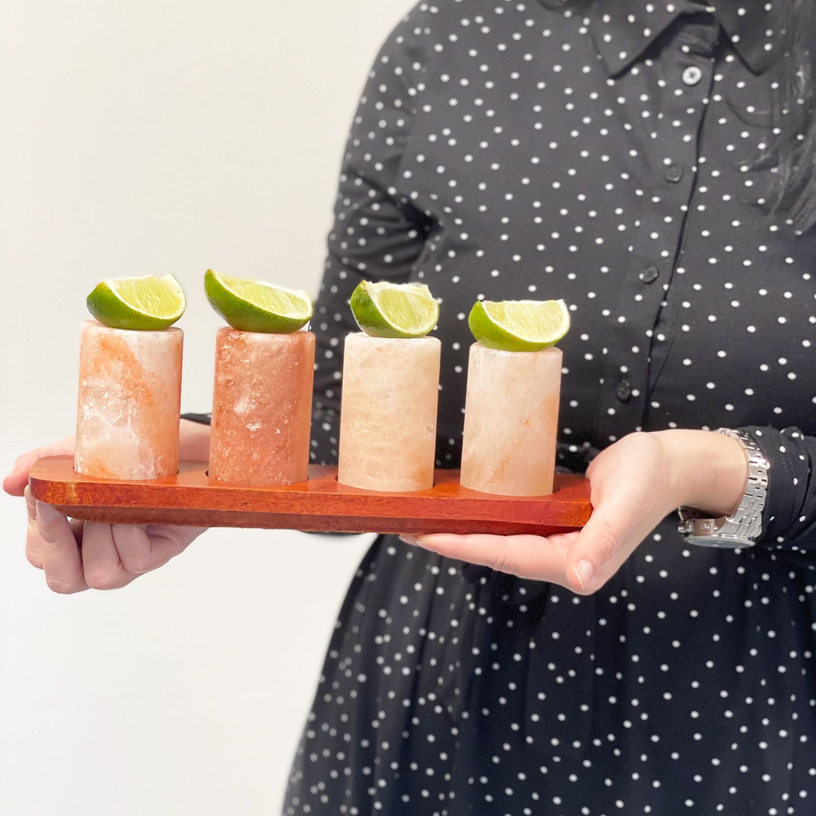 Set of 2 Himalayan Salt Shot Glasses & Wood Serving Stand - Image set-of-2-himalayan-salt-shot-glasses--wood-serving-stand-qsalts-02