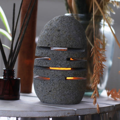 Natural Riverstone Candle Holder - Standing Stone Cut - Image natural-riverstone-candle-holder--standing-stone-cut-rsch-03