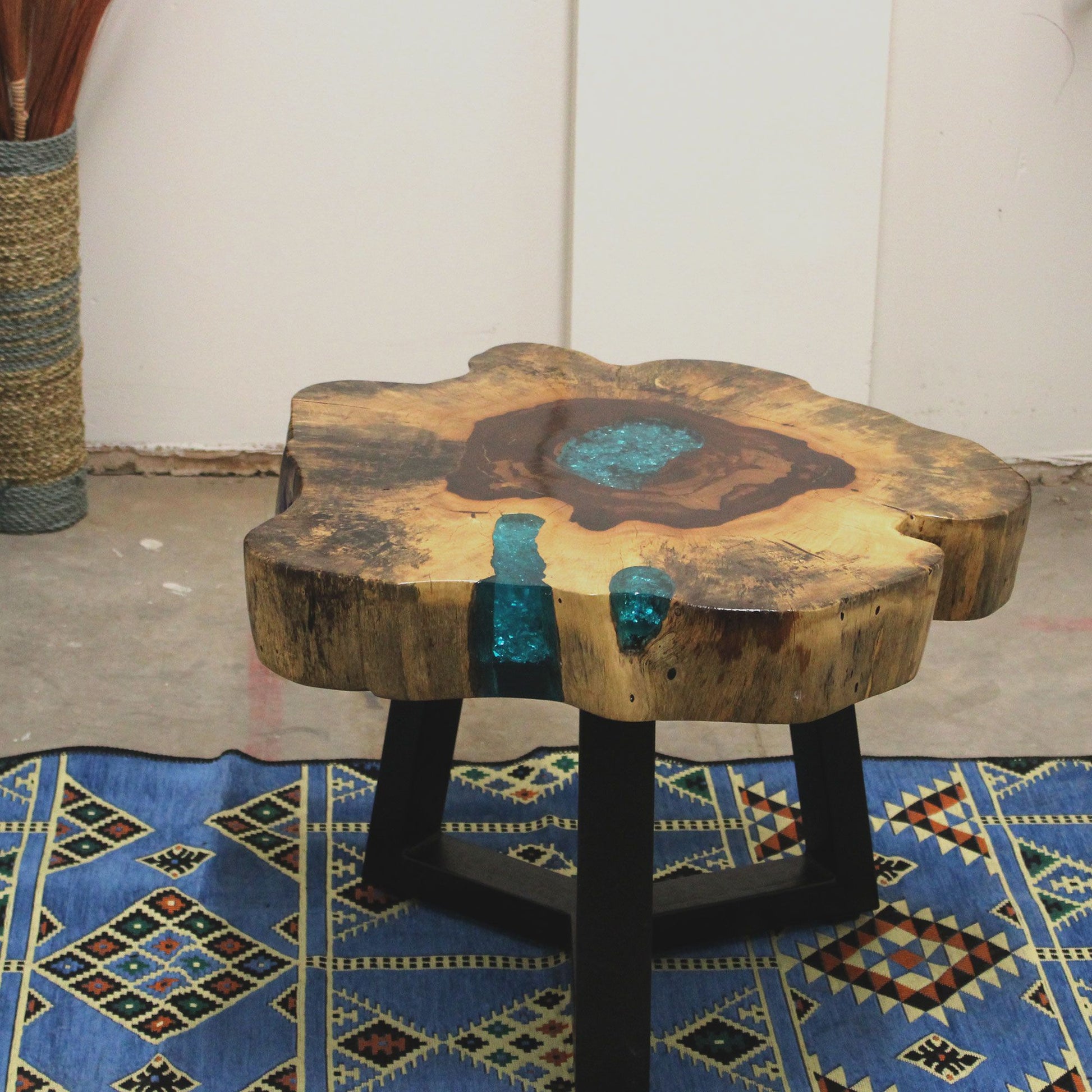 Tamarind and Resin Coffee Table - Aqua - Image tamarind-and-resin-coffee-table--aqua-rwa-01