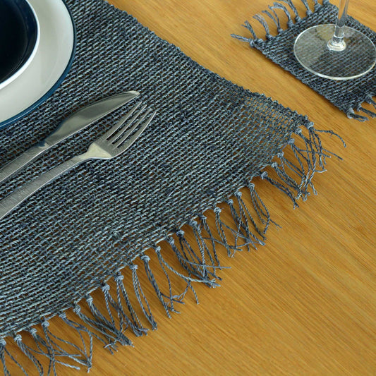 Seagrass Fringe Natural Placemat - Charcoal - Image seagrass-fringe-natural-placemat--charcoal-natpm-08
