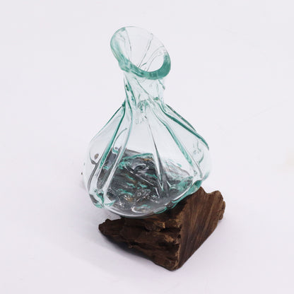 Molten Glass Fancy Mini Decanter on Wood 24cm - Image molten-glass-fancy-mini-decanter-on-wood-24cm-mgw-46
