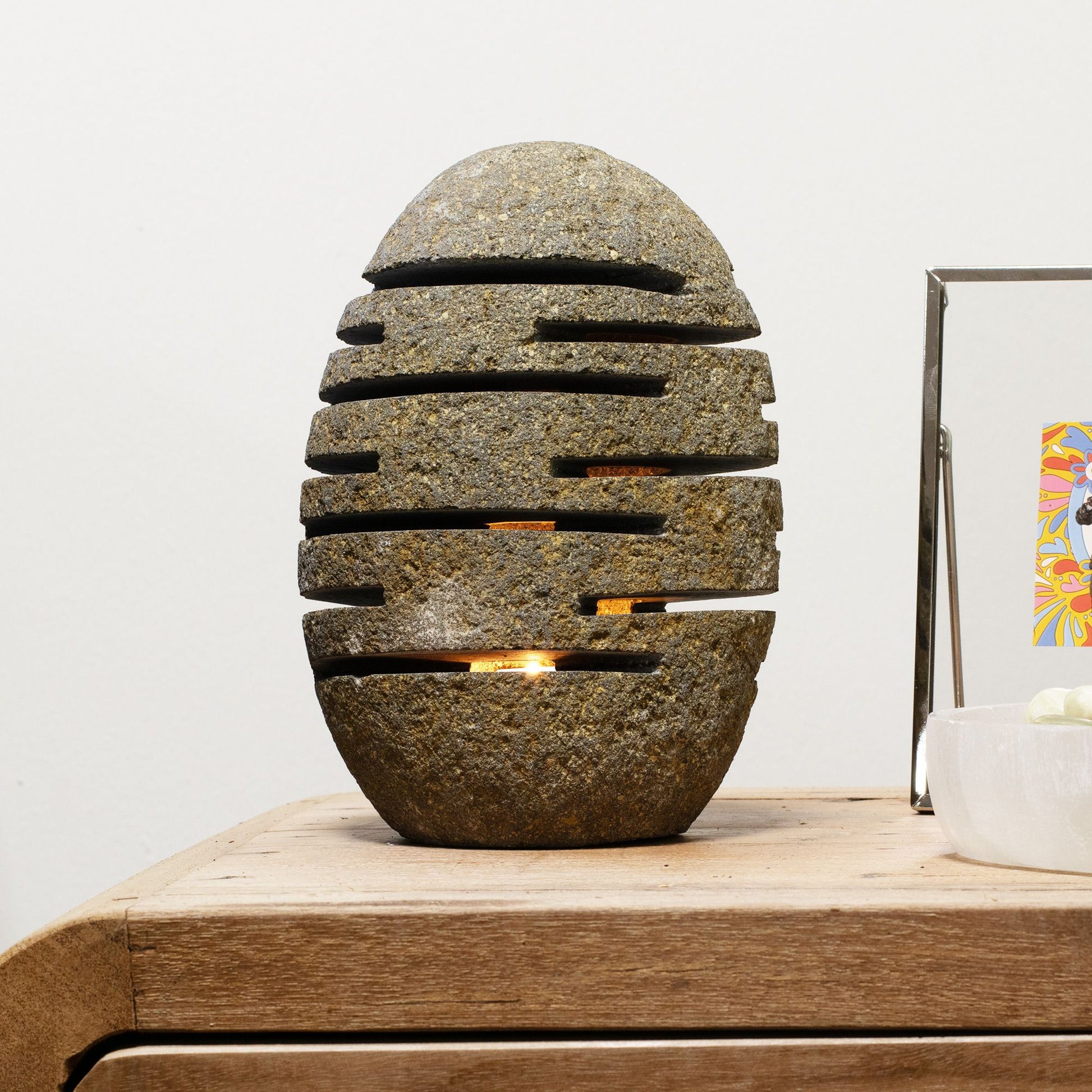 Natural Riverstone Candle Holder - Standing Stone Cut  (10x13x22cm) - Image natural-riverstone-candle-holder--standing-stone-cut--10x13x22cm-rsch-04