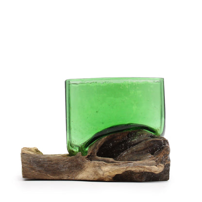 Recycled Beer Bottles - Square Bowl on Wood - Image recycled-beer-bottles--square-bowl-on-wood-rbb-04
