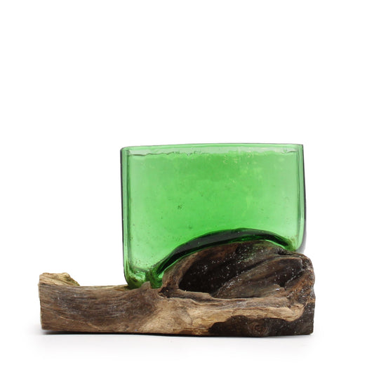 Recycled Beer Bottles - Square Bowl on Wood - Image recycled-beer-bottles--square-bowl-on-wood-rbb-04