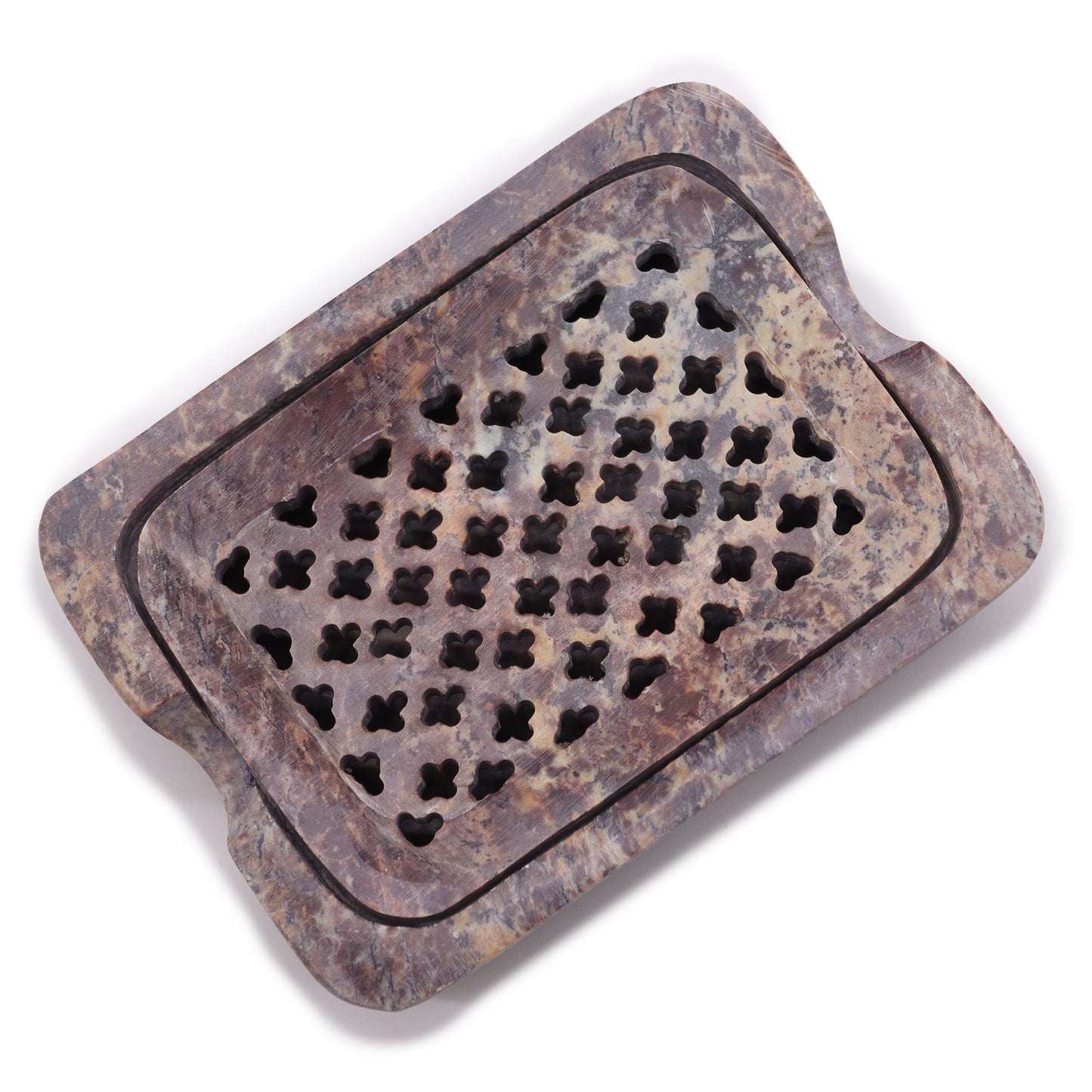 Soapstone Soap Dish & Drainer 11x8cm- Classic Square - Image soapstone-soap-dish--drainer-11x8cm-classic-square-ssd-19