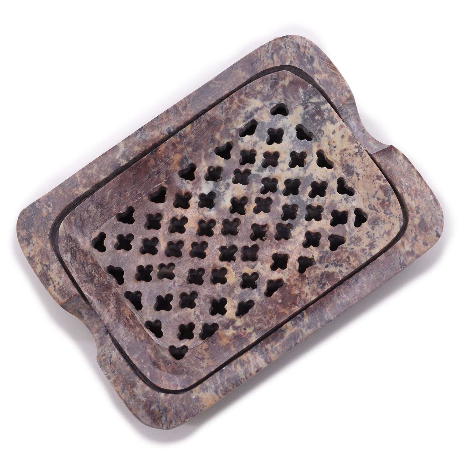 Soapstone Soap Dish & Drainer 11x8cm- Classic Square - Image soapstone-soap-dish--drainer-11x8cm-classic-square-ssd-19