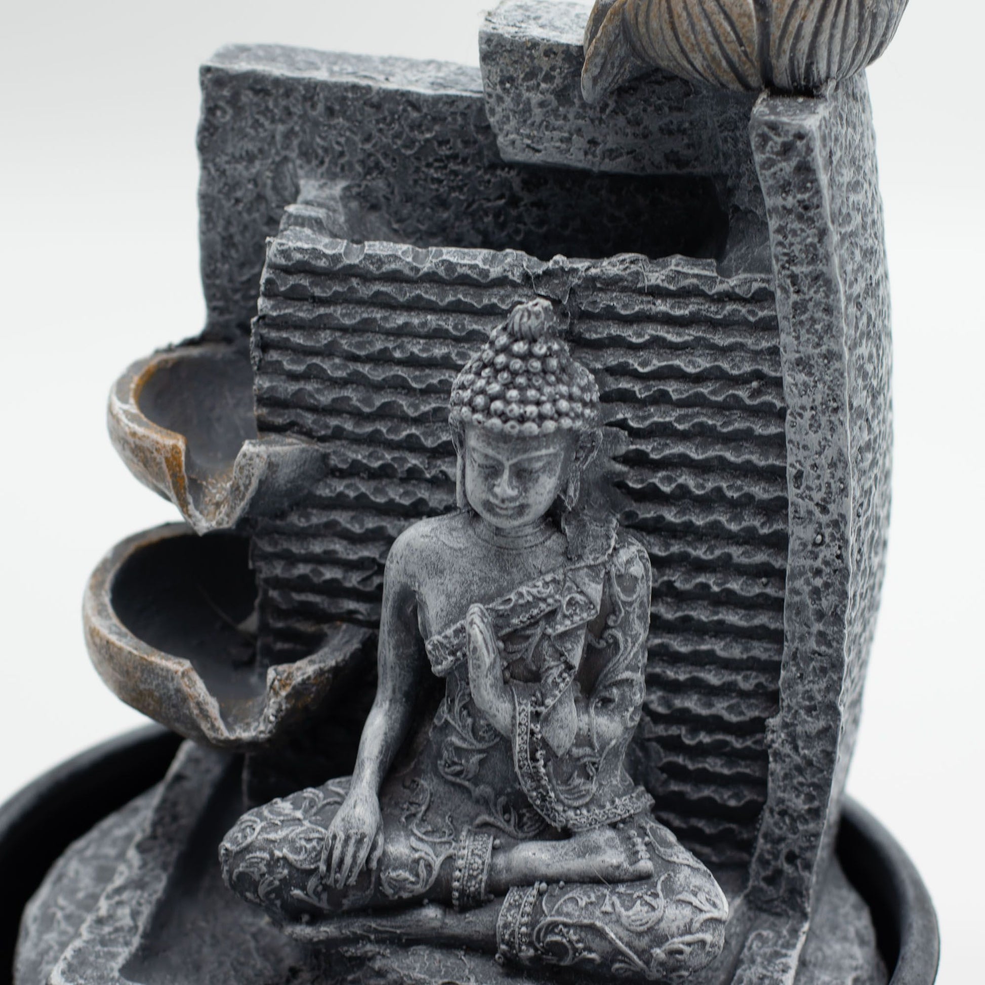 Tabletop Water Feature - 19x19x28cm - Buddha, Lotus Flower Cascading Potsx - Image tabletop-water-feature--19x19x28cm--buddha-lotus-flower-cascading-potsx-waterf-19